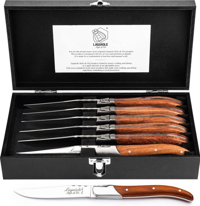 Actual product image Laguiole Steakmessen Luxury Line Line style - 6 -Delig - Pakka Rose (6 Piece, Knife)