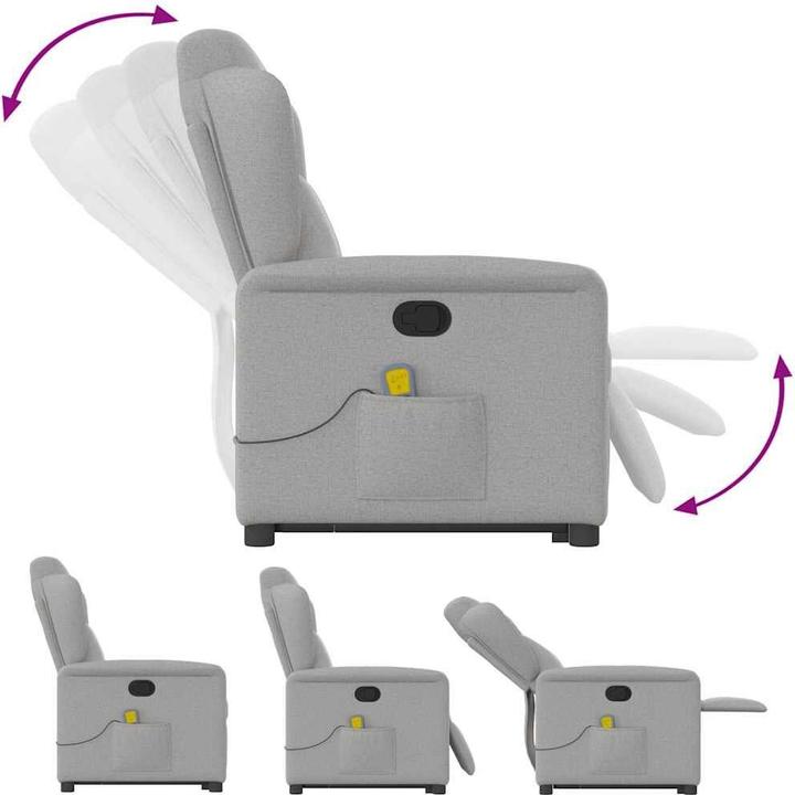 Immagine prodotto vidaXL Poltrona massaggiante con ausilio per la risalita in piedi in tessuto grigio Cloud