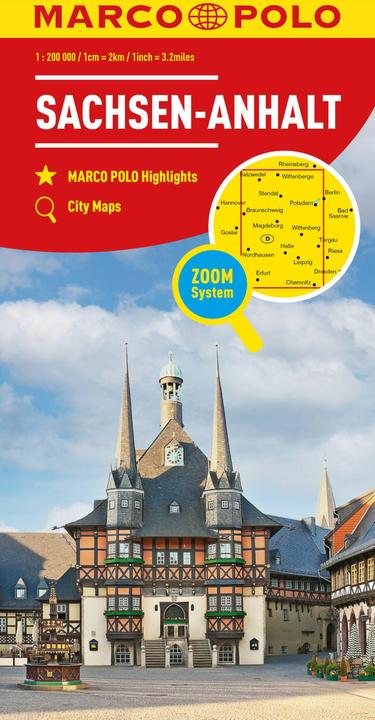 Regional map of Germany 08 Saxony-Anhalt 1:200,000