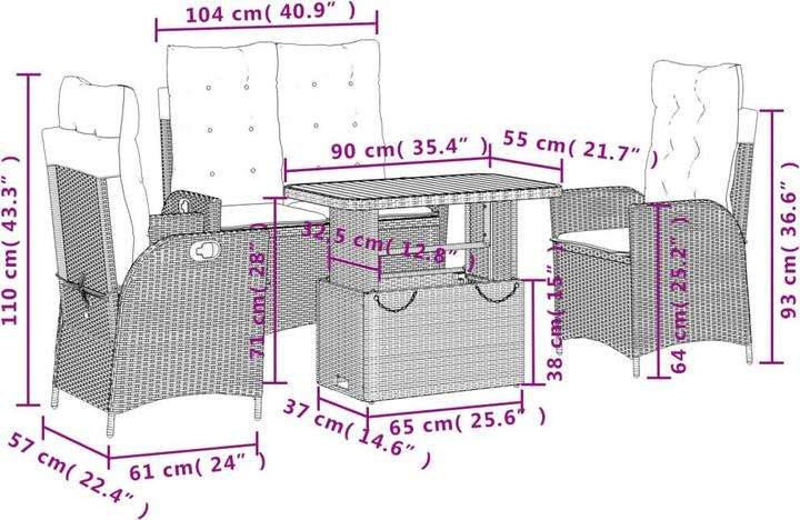 Produktbild vidaXL Garten Essgruppe (90 x 55 x 71 cm)