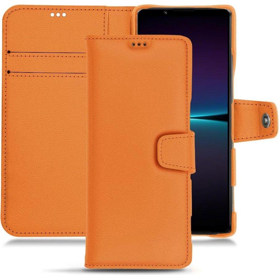 Noreve Lederschutzhülle Wallet (Sony Xperia 1 IV), Smartphone Hülle, Orange