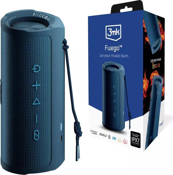 Actual product image 3MK Fuego głośnik bezprzewodowy 30W Bluetooth 5.3 TWS IPX7 niebieski/blue (12 h, Electrical connection)