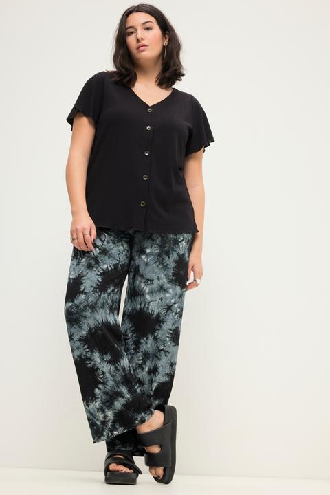 Image du produit Studio Untold Pantalon taille haute à jambes larges et taille partiellement élastique. Imprimé batik (44)