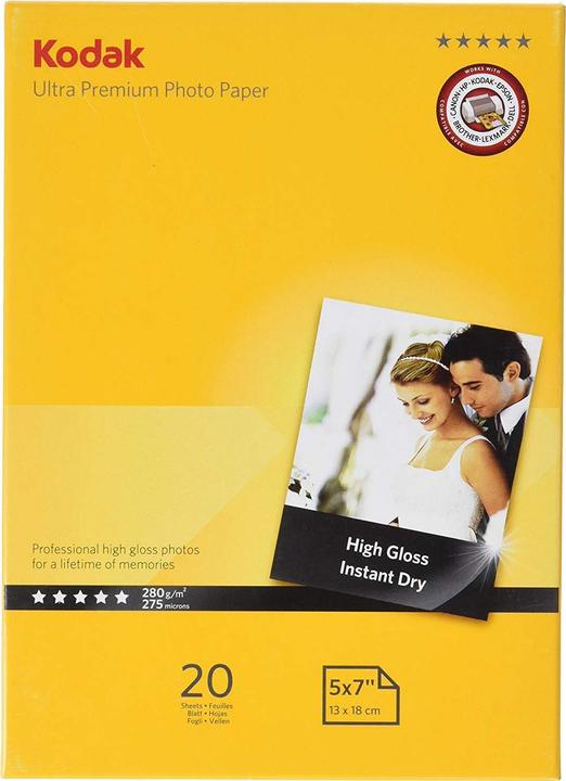 Produktbild Kodak Ultra Premium Fotopapier Weiss Glanz (280 g/m², 13 x 18 cm, 20 x)