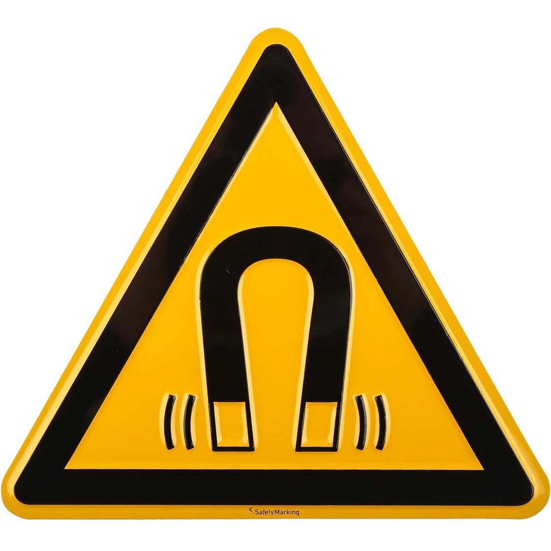 Wolk, Segnaletica di sicurezza, Segnale di pericolo in alluminio, campo magnetico, 200 mm x 200mm