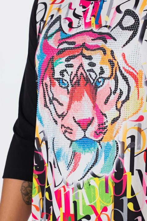 Produktbild Angel of Style Langarmshirt, Tiger-Motiv, uni 3/4-Ärmel (50)