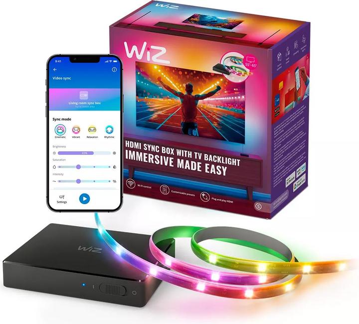 Image du produit WiZ HDMI Sync Box + Lightstrip 55 bis 65 Zoll (Multicolore, 290 cm, Intérieur)