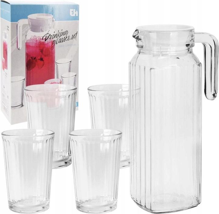 Immagine prodotto Excellent Houseware Caraffa di vetro e 4x bicchieri in un set (1.10 l, 5x)