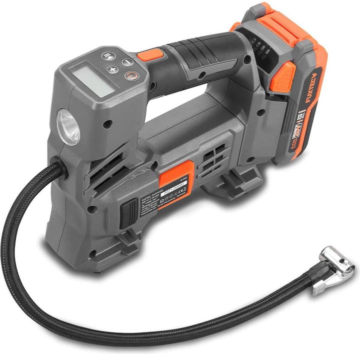 Actual product image Fuxtec 20V Battery Compressor FX-E1CI20 SET with 1 x Battery 2Ah, 1 x Charger 1A