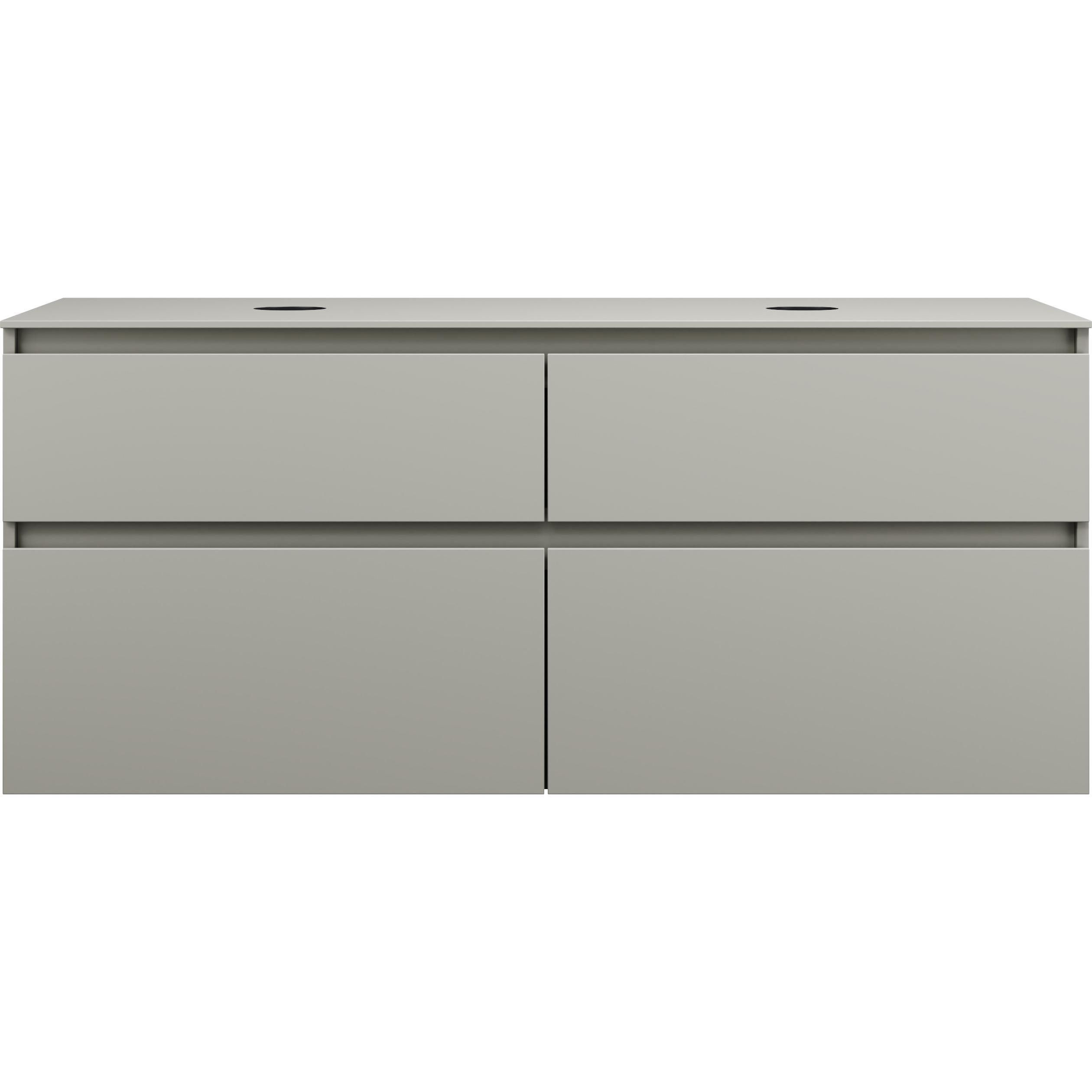 burgbad, Waschtischkonsole, Lin20 Waschtischunterschrank inklusive Konsolenplatte, 2 Beckenausschnitte, 4 Auszüge, Tief