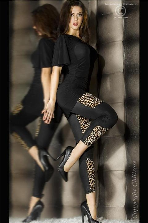 Immagine prodotto Chilirose CR 3390 LEGGINGS NERI E LEOPARDATI S/M