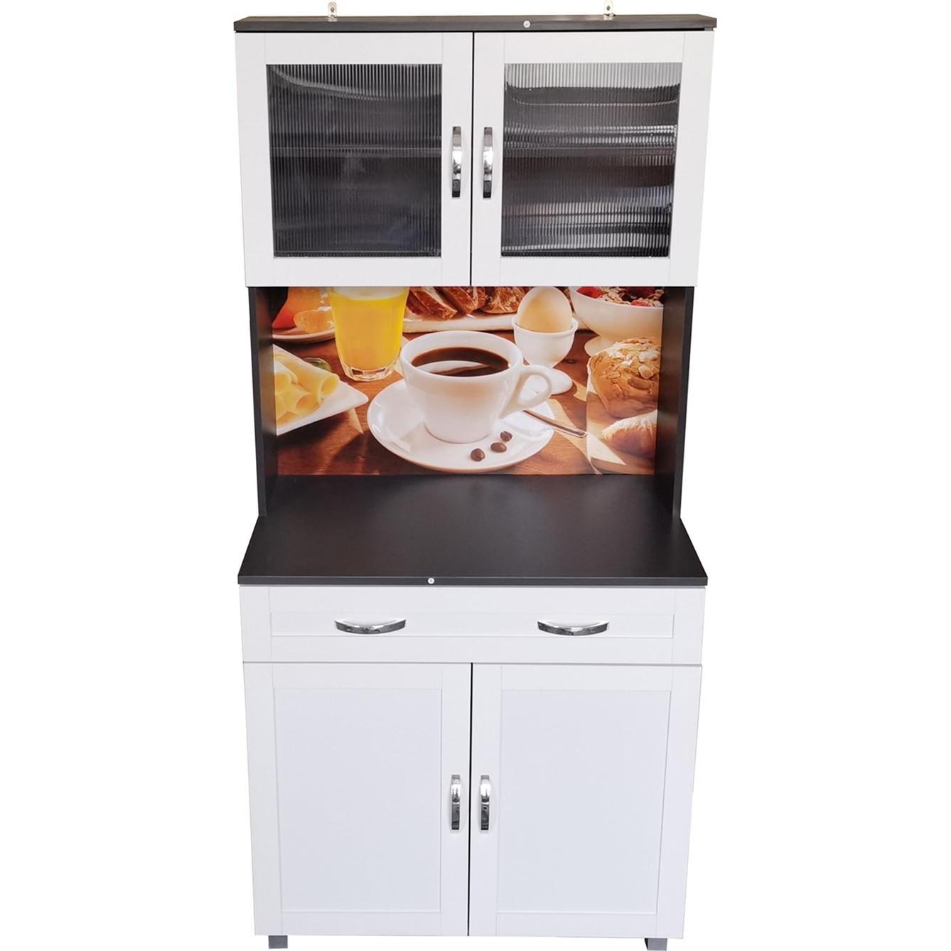 Thumbnail - HTI-Living, Regal, Küchenbuffet mit Glasteil Grau/Weiss Blanca Bistro