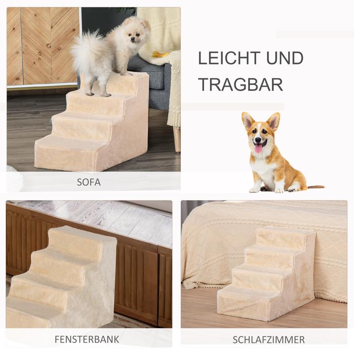 Immagine prodotto PawHut Scala per animali domestici con rivestimento rimovibile (Cane, Lavabile, Pieghevole)