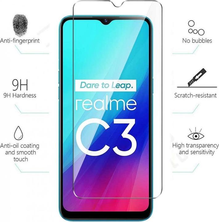 Produktbild Screenguard Realme C3 Panzerglas Schutzfolie Case Friendly Design (1 Stück, Realme C3)