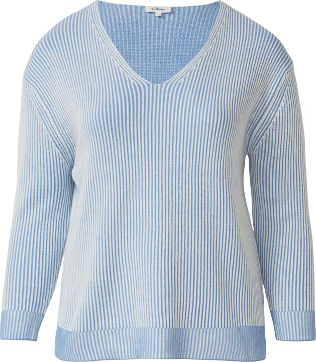 Produktbild s.Oliver Strickpullover Baumwollmix-Strickpullover mit V-Ausschnitt (46)