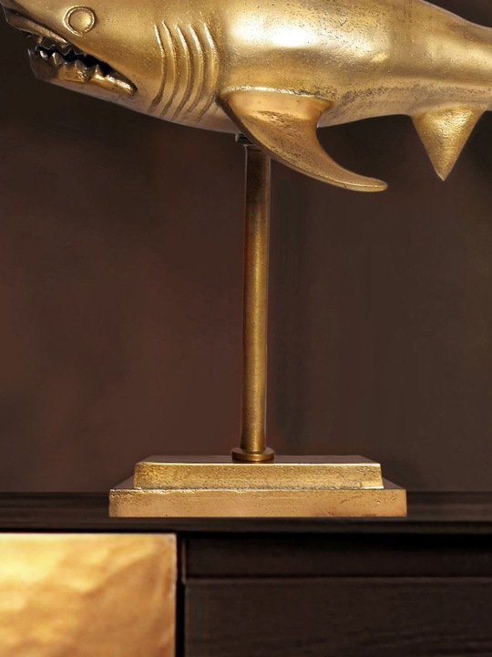 Produktbild FineBuy Deko Hai 70 cm Aluminium Wohndeko Design Dekoration Maritim Modern Alu