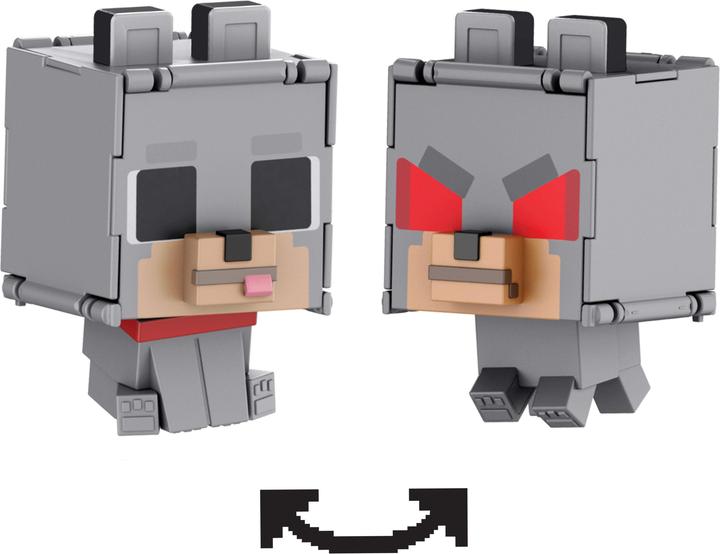 Actual product image Mattel MINECRAFT FLIPPIN' FIGS Hostile Wolf + Tamed Wolf