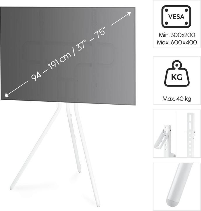 Actual product image Hama TV stand, free-standing easel, height-adjustable, 191 cm (75") up to 40 kg (75", 40 kg)