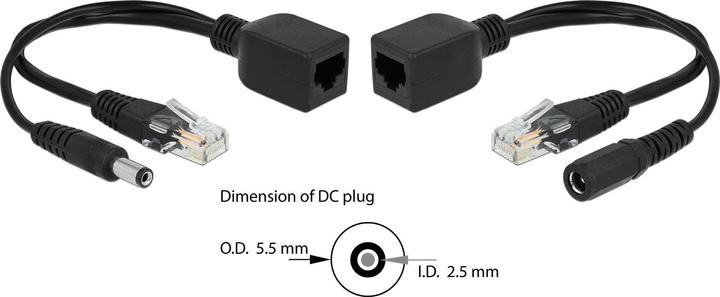Produktbild Delock PoE Converter 9-57V passiv Set, 100Mbps, DC 5,5 x 2,5mm (802.3at (PoE+), 45.60 W)