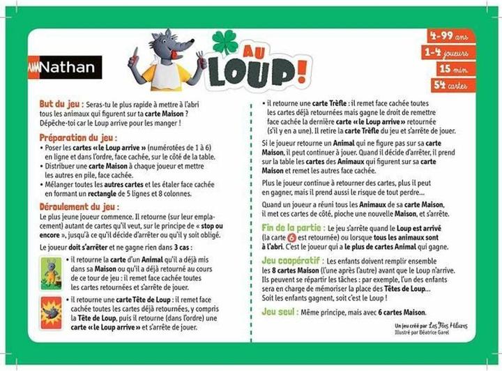 Produktbild Nathan Jeux de Cartes Jeu de cartes Au loup! Kartenspiel Collectible (Multilingual, 1 - 4 Spieler)