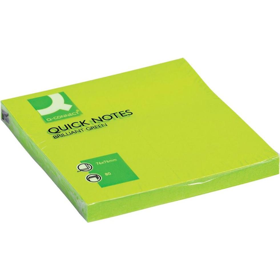 Q-Connect, Haftnotiz, Haftnotizen Quick Notes neon (76 x 76 mm)