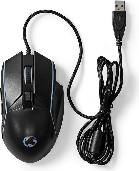 Actual product image Nedis Gaming Mouse | Wired | 800 / 1200 / 2400 / 3200 / 4800 / 7200 dpi | Adjustable DPI | Anz (Cable)
