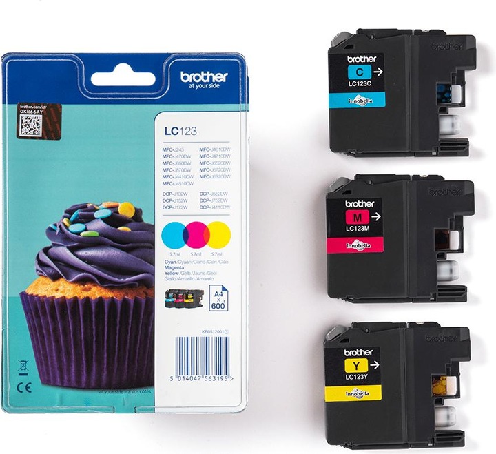 Actual product image Brother LC-123 Rainbow Pack (M, Y, C)
