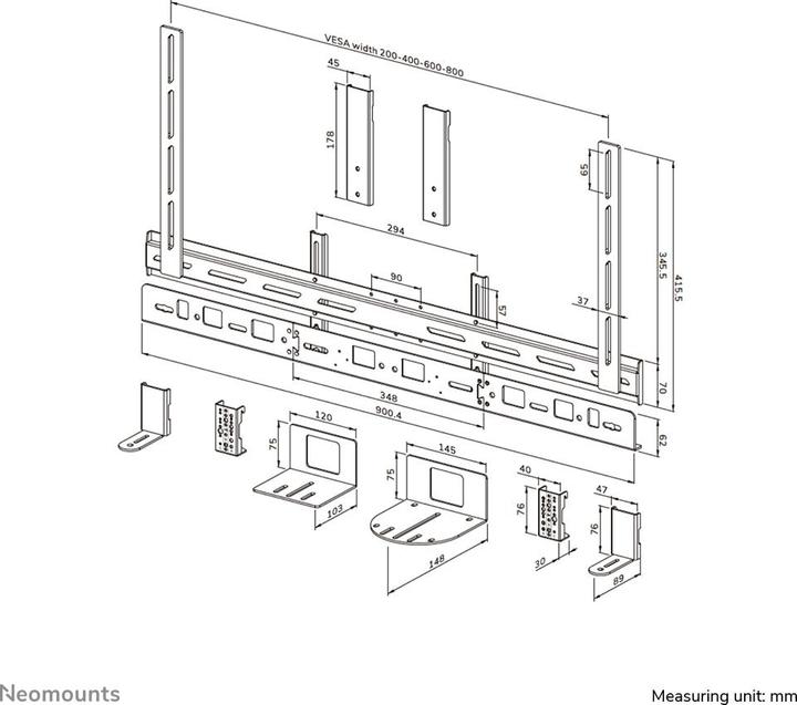 Actual product image Neomounts Videobar-Kit -10kg schwarz 43-110"/200x200-800x600mm (Ceiling, Ground, Table, Wall, 10 kg, 43" - 110")
