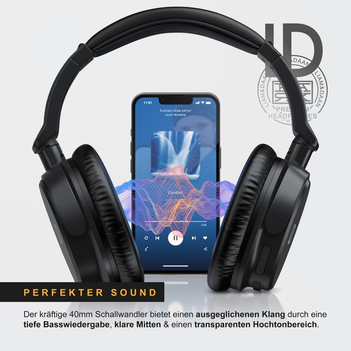 Actual product image Liam & Daan Wireless OnEar Headset, Wireless BT Headphone with Battery & 3.5mm AUX (No noise cancellation, 20 h, Wireless)