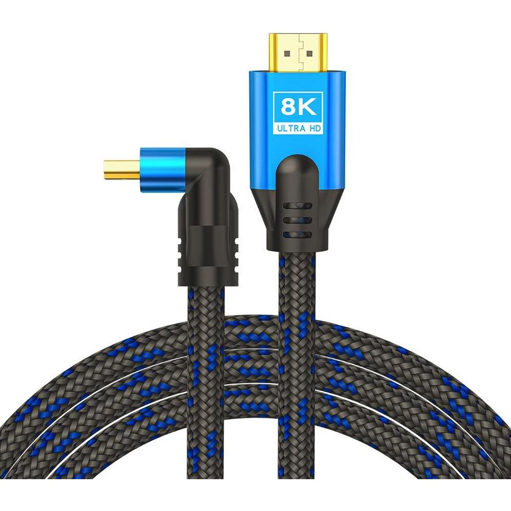 Savio HDMI (M) v2.1 Kabel gewinkelt 8K HDR Dynamic OFC Kupfer 5m CL-175 (5 m, HDMI), Video Kabel