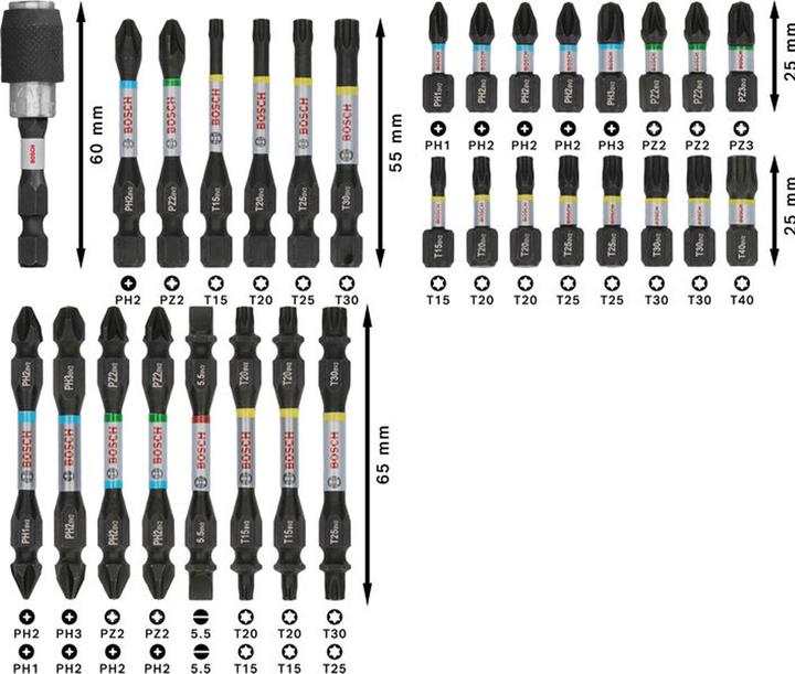 Produktbild Bosch Professional Zubehör PRO Impact Schrauberbit-Set, 31-tlg. (Innensechsrund TX, Kreuz Phillips PH, Kreuz Pozidriv PZ)