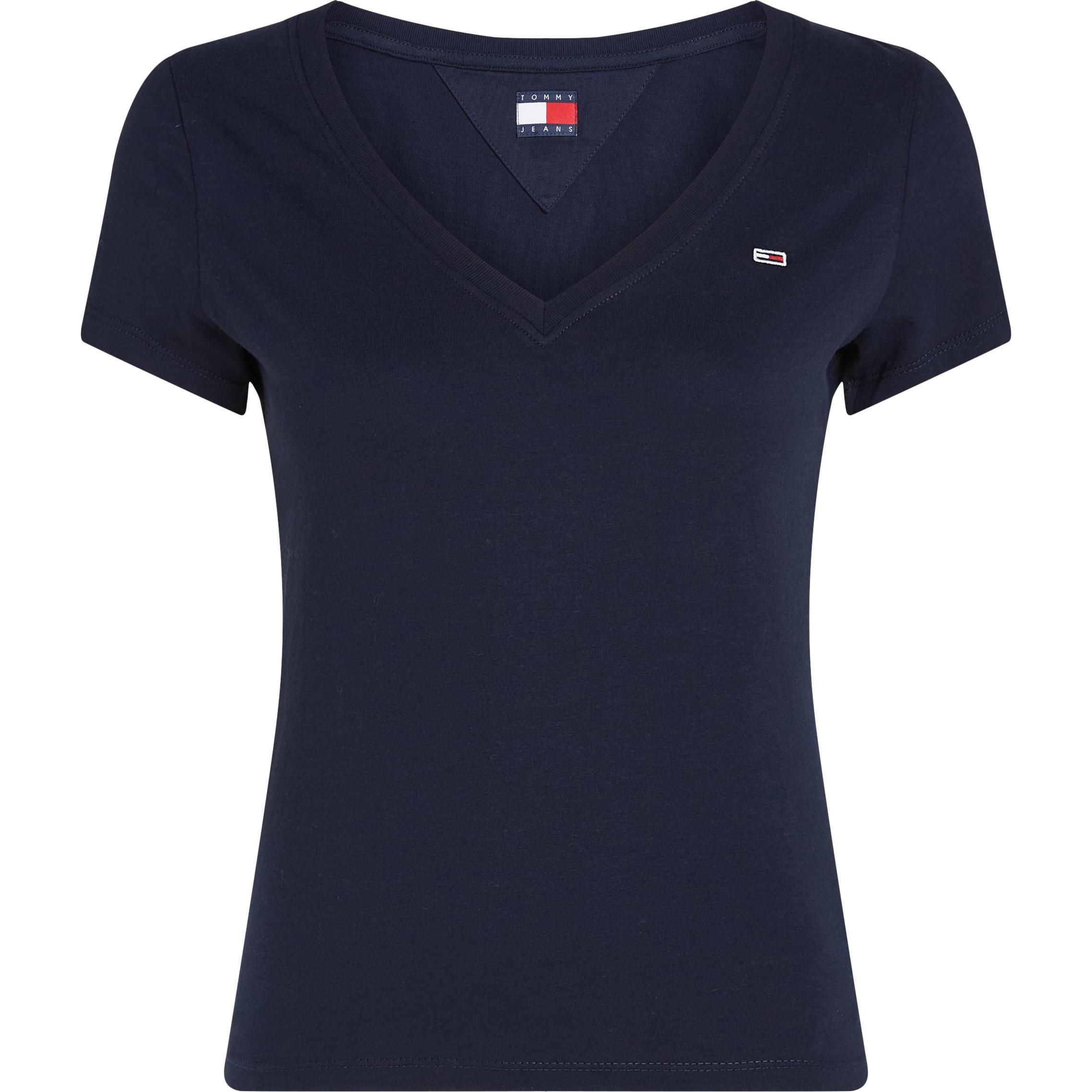Tommy Jeans, Damen, Shirt, Tjw Slim V-Neck Tee, Blau, (S)