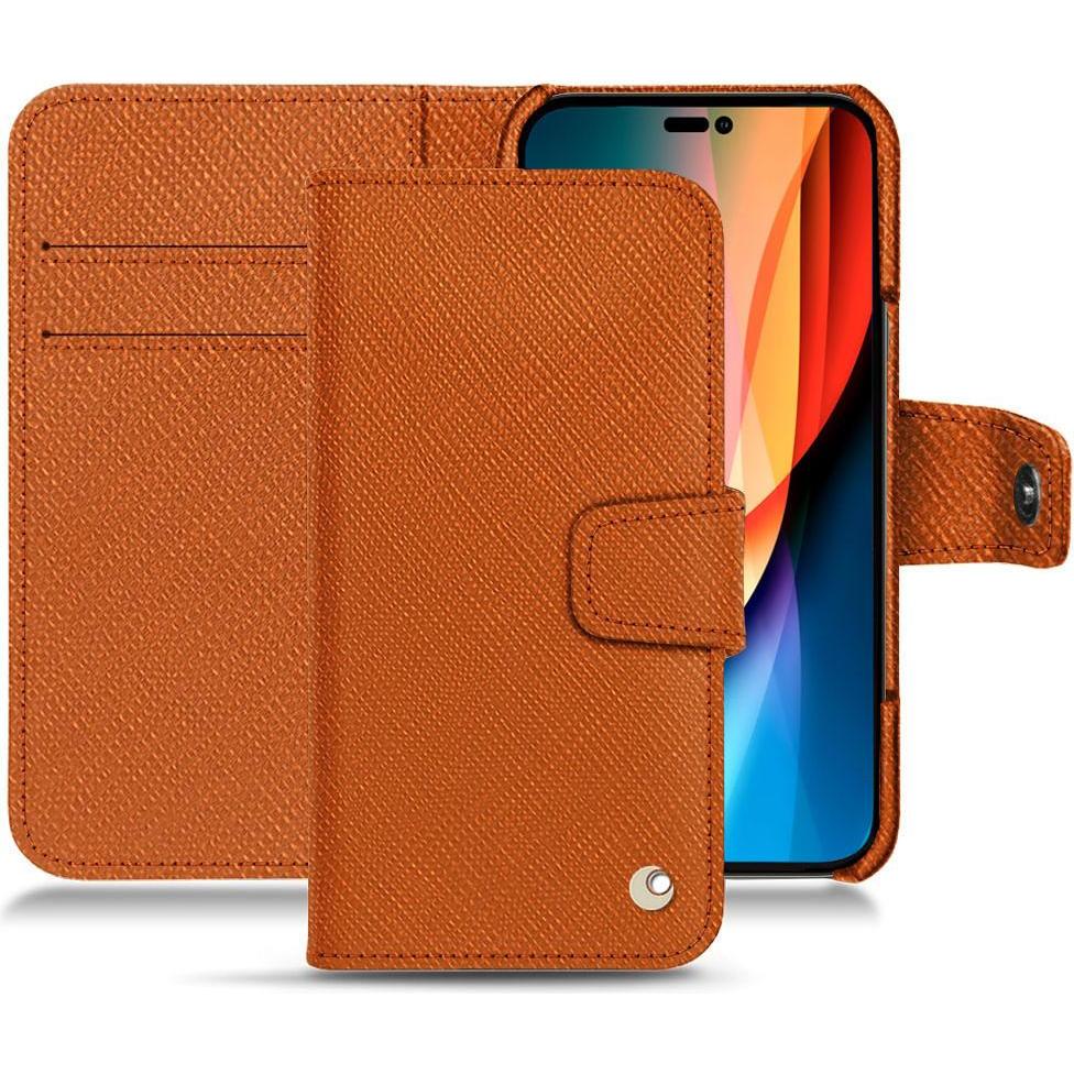 Noreve Lederschutzhülle Wallet (Apple iPhone 14 Pro), Smartphone Hülle, Orange