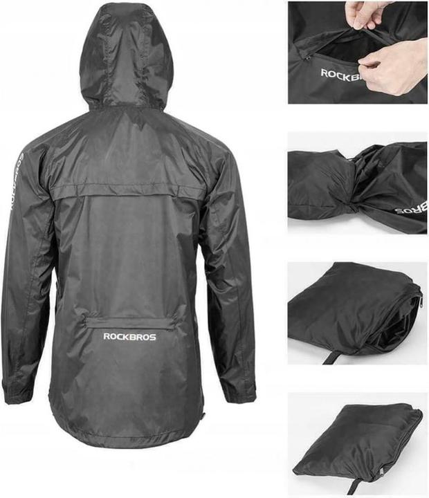 Actual product image Rockbros YPY013BK4XL Rain Jacket Breathable Windproof XXXXL - Black (4XL)