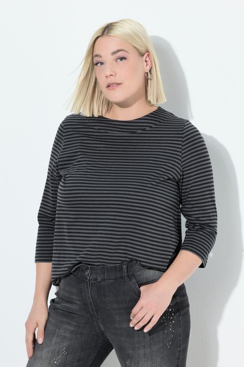 Produktbild Ulla Popken Shirt, Ringel, A-Linie, Stehkragen, 3/4-Arm (56)