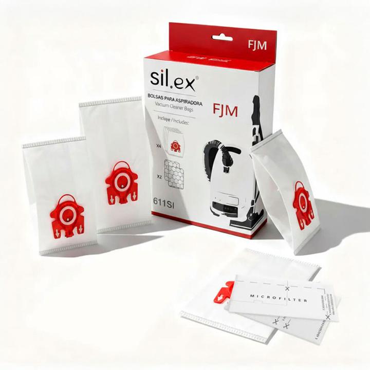 Actual product image Silex Vacuum cleaner bags 4 units + 2 adaptable miele fjm filters (6x)