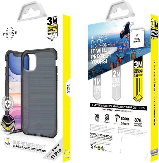 Productafbeelding Itskins Supreme Frost, Beschermhoes, Apple, iPhone 11 Pro, 14,7 cm (5,8"), Zwart, Grijs (Apple iPhone 11 Pro)