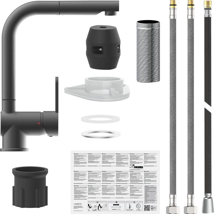 Actual product image Schütte Kitchen tap LONDON sink mixer tap Graphite matt Extendable Swivelling 79720