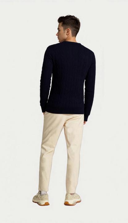 Produktbild U.S. Polo Pullover Rundhals Feinstrick Zopfmuster (L)