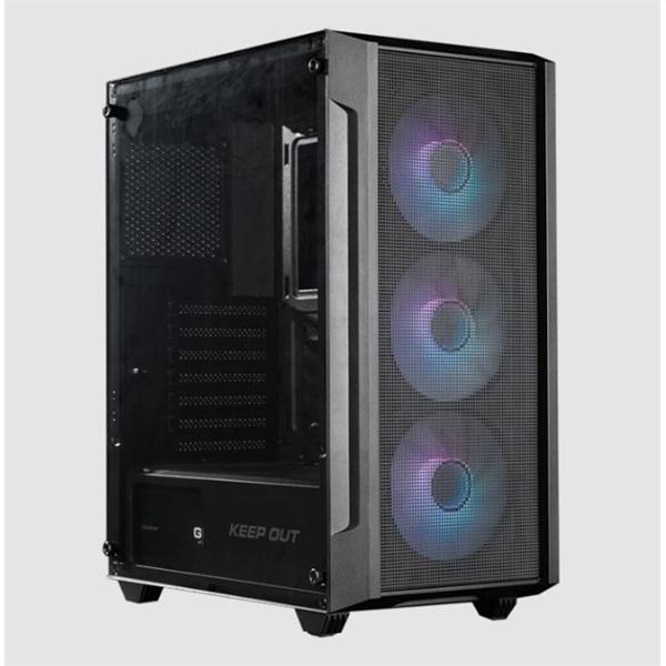 Actual product image Keep Out Gaming KEEP OUT Számítógépház - XC-200 MESH (fekete, ablakos, 3x12cm RGB venti, ATX, 2xUSB2.0, 1xUSB3.0) (ATX, mATX, Mini-ITX)