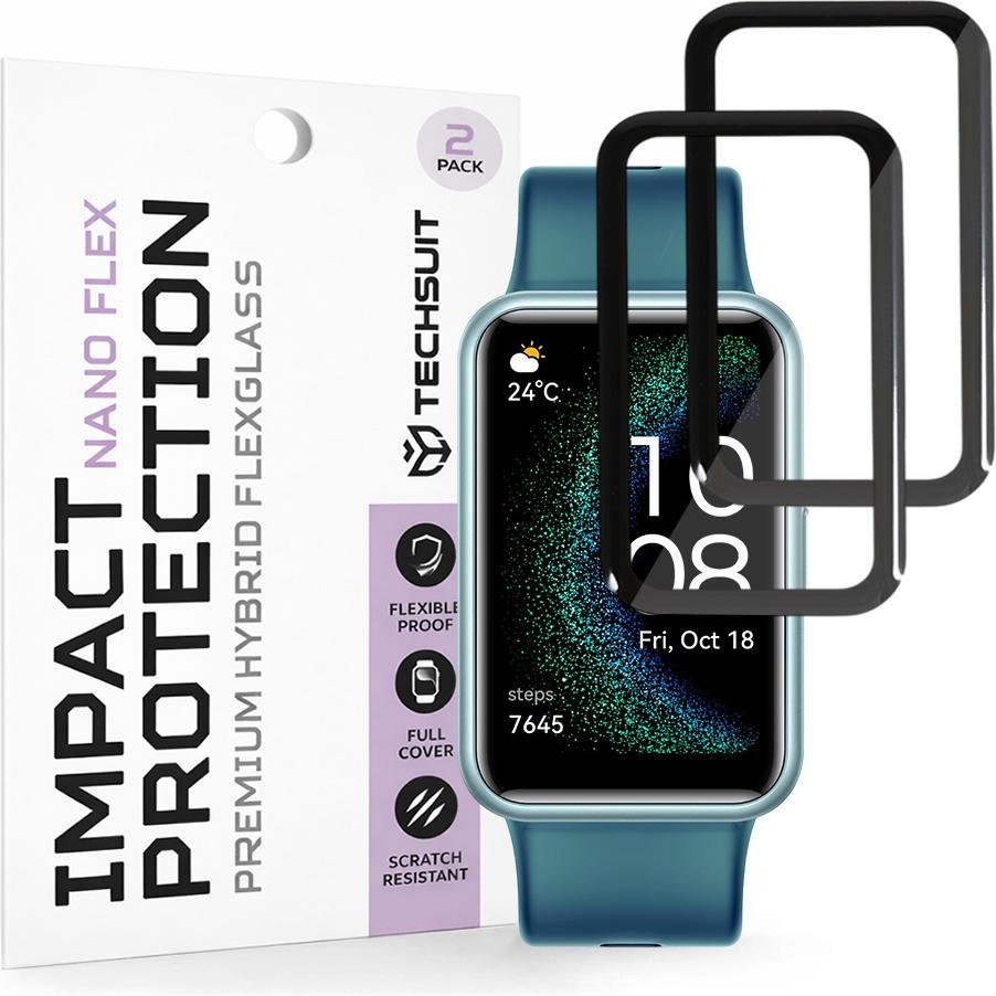 Techsuit - Nano Flex (2 pack) - Huawei Watch FIT SE - Black, Accessori per smartwatch, Nero