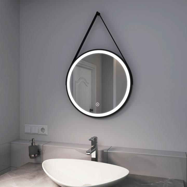 Actual product image Emke Bathroom Mirror With Lighting Φ50cm, Cool-White6500K, Dimmable,Touch Switch