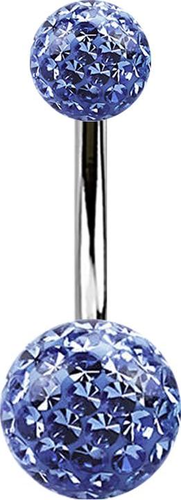 Image du produit Star Piercing Banane argentée avec deux boules de cristal bleu clair époxy de protection (sans laiton, Titane)