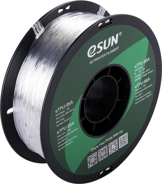 Immagine prodotto eSUN Filamento 3D eTPU-95A 1,75 mm trasparente da 1 kg (TPU, 1.75 mm, 1000 g, Trasparente)