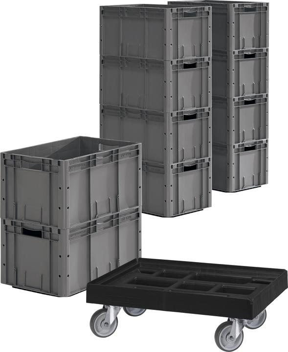 Produktbild Schäfer Shop Euro Box Serie LTF 6320, PP, L 600 x B 400 x H 320 mm, 62,7 l, bis 35 kg, 10 Stück + gratis Kunst...