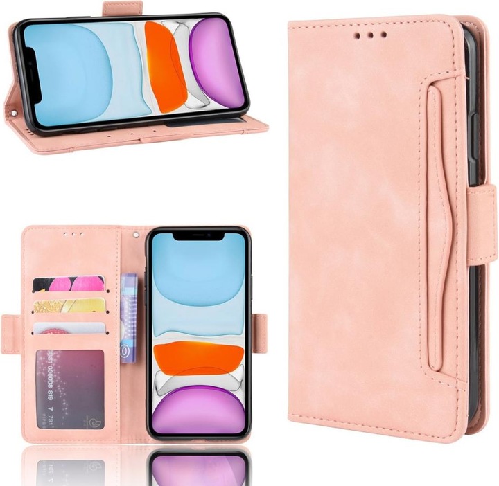 Produktbild Cover-Discount iPhone 12 / 12 Pro - Etui mit vielen Kartenfächer rosa (Apple iPhone 12, Apple iPhone 12 Pro)