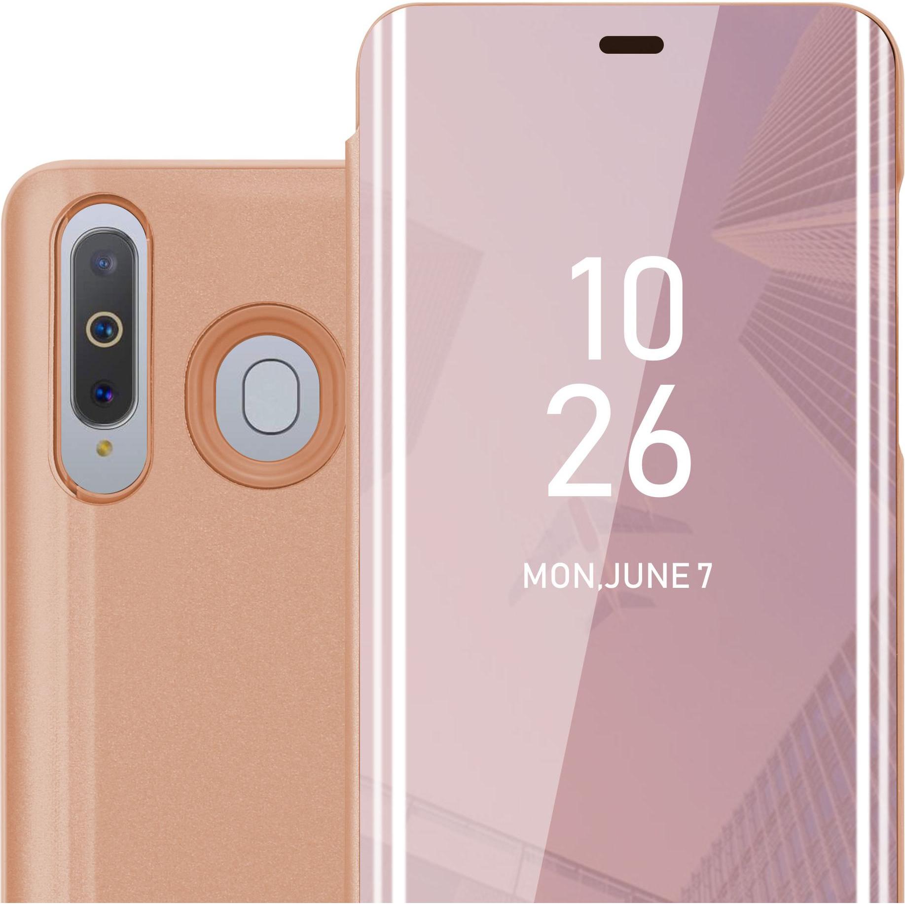 Cadorabo Book Smart View Spiegel Cover (Samsung Galaxy A8s), Smartphone Hülle, Pink