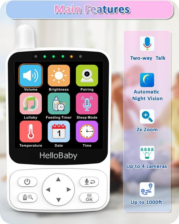 Immagine prodotto HelloBaby HB6240 Babyphone mit Kamera (Video e audio, 300 m)