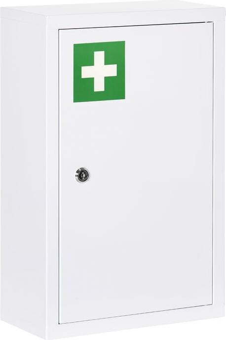 Actual product image Swisshandel24 Medizinschrank, abschliessbar, Einlegeböden, Stahlgehäuse, 30x14x46 cm, Weiss (30 x 14 x 46 cm)