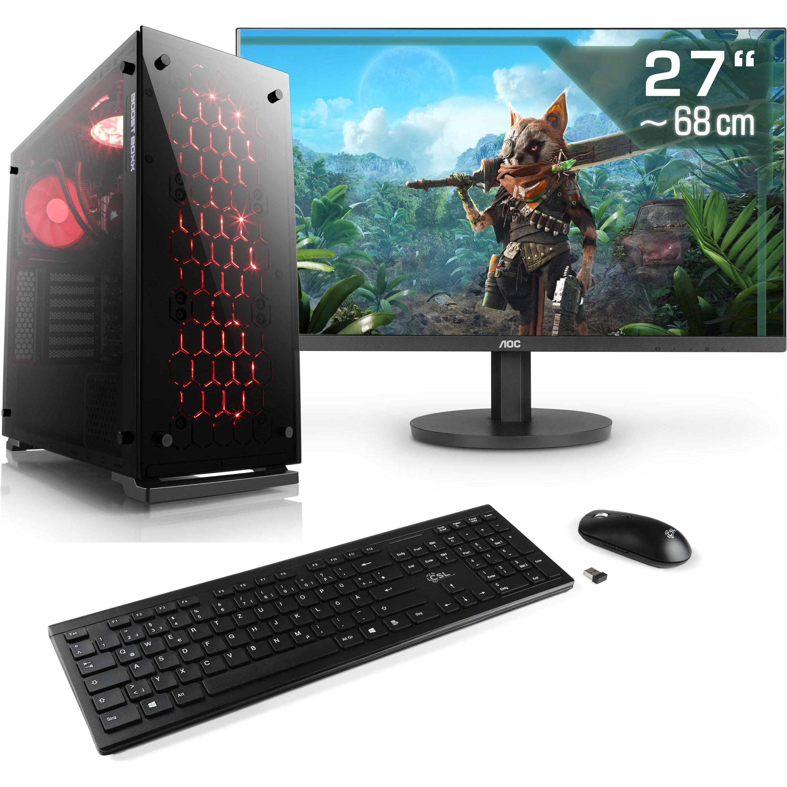 CSL Gaming PC M11380H, QWERTZ Layout (DE) (Intel Core i7-14700K, 32 GB, 1000 GB, UHD Graphics 770), PC, Schwarz